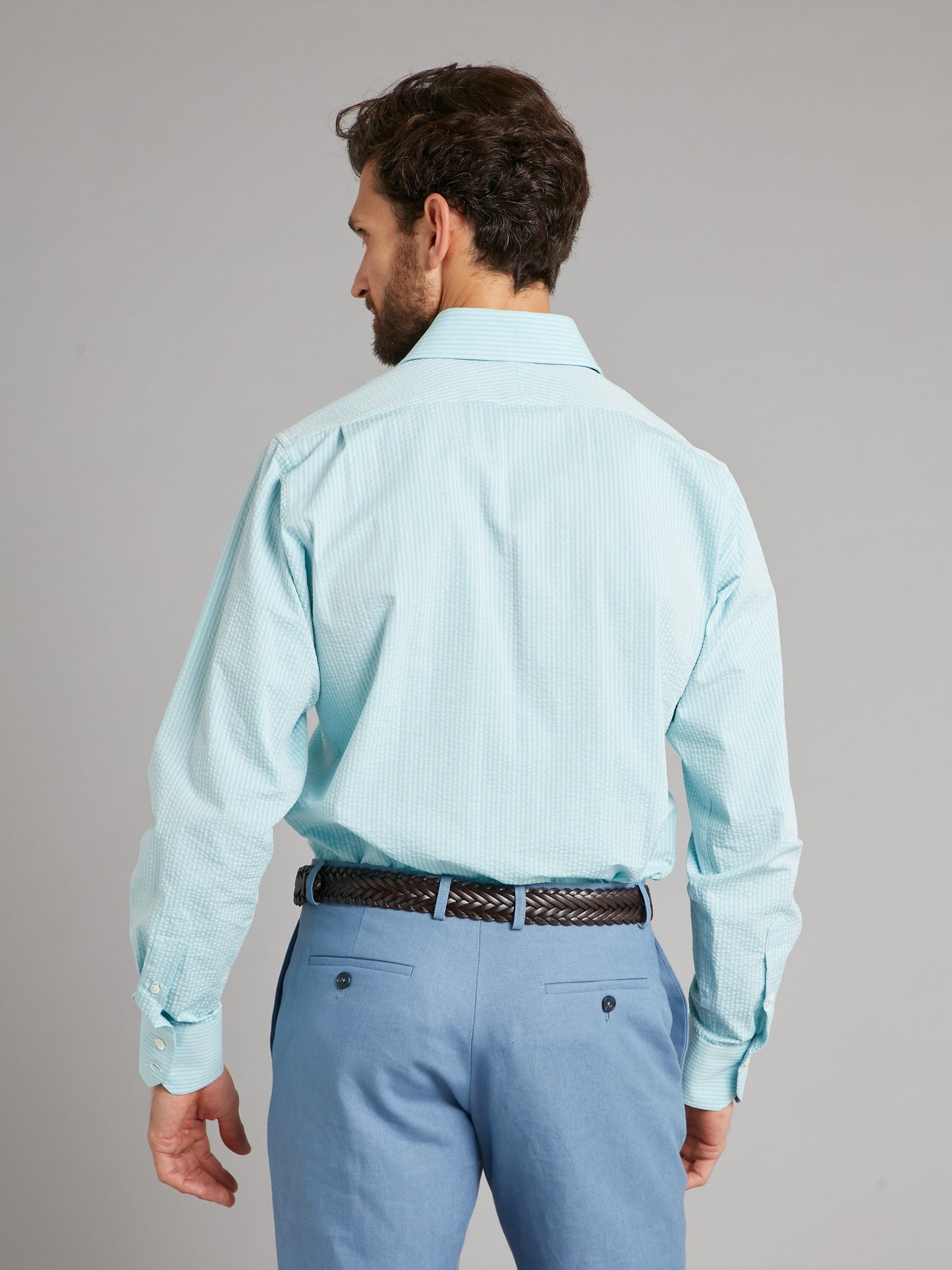 Regular Fit shirt - Seersucker Turquoise