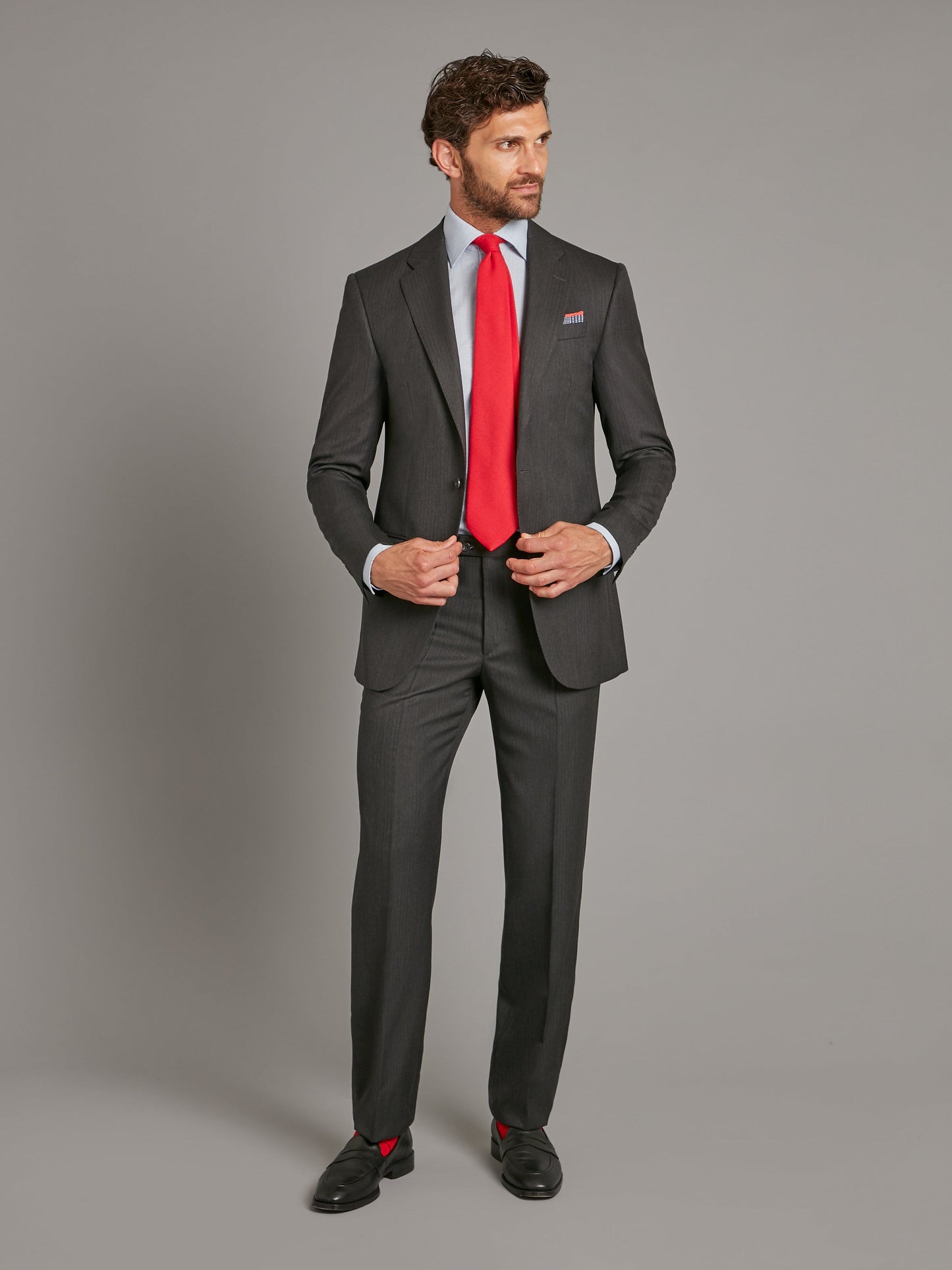 Lightweight Astell Suit - Grey Herringbone