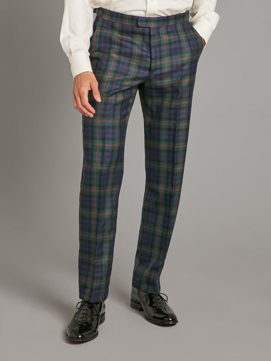 Tartan Pants - Black Watch with Red Overcheck