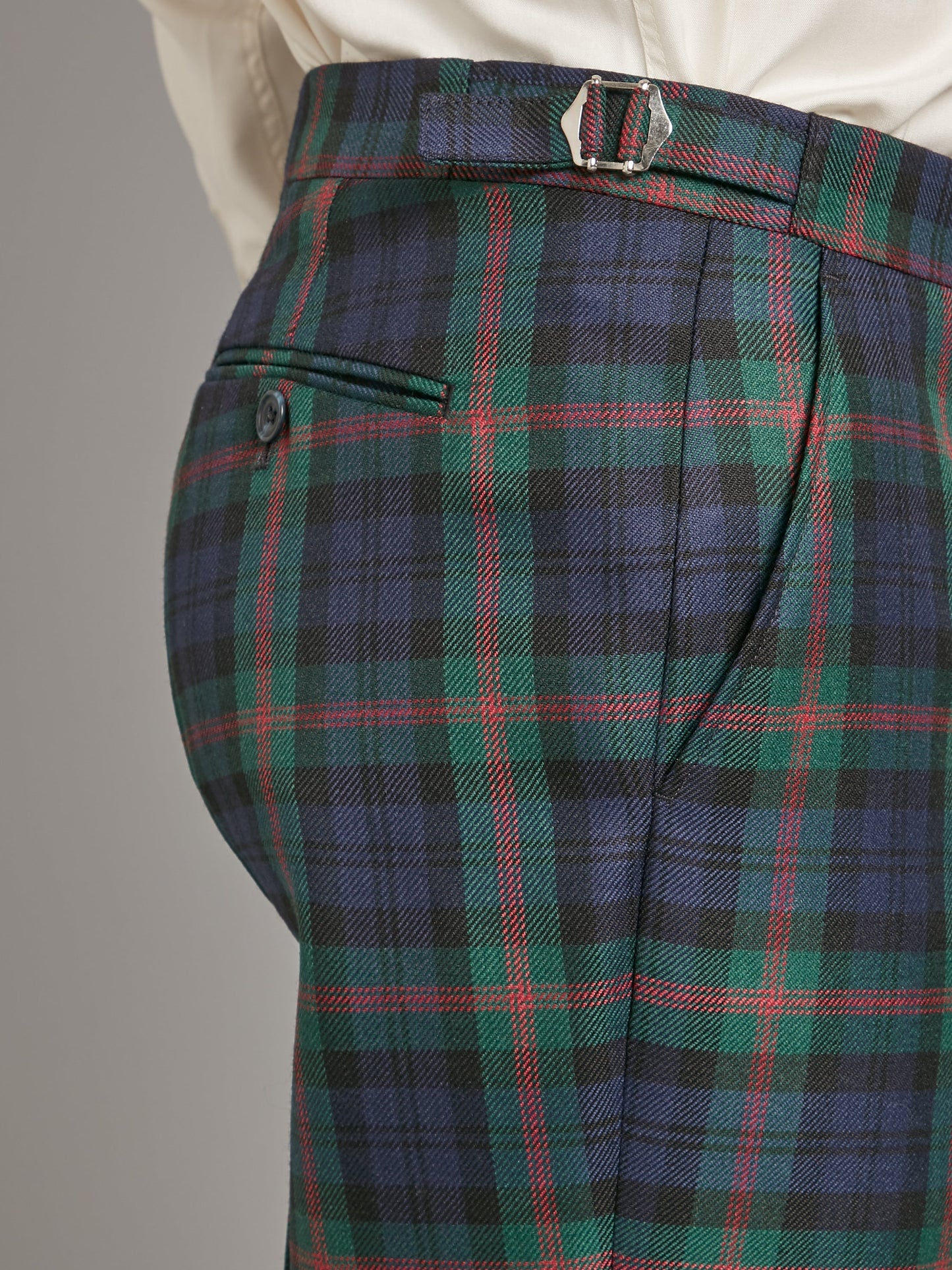 Tartan Pants - Black Watch with Red Overcheck