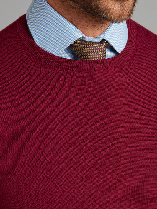 Merino Crew Neck Sweater - Bordeaux