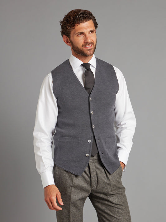 Fine Merino Wool Waistcoat - Charcoal