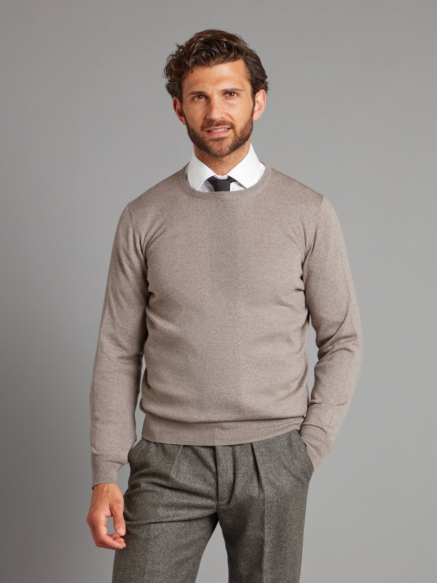 Merino Crew Neck Jumper - Fawn