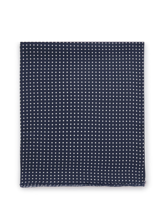 Italian Silk Tube Scarf, Polka Dot- Navy/White