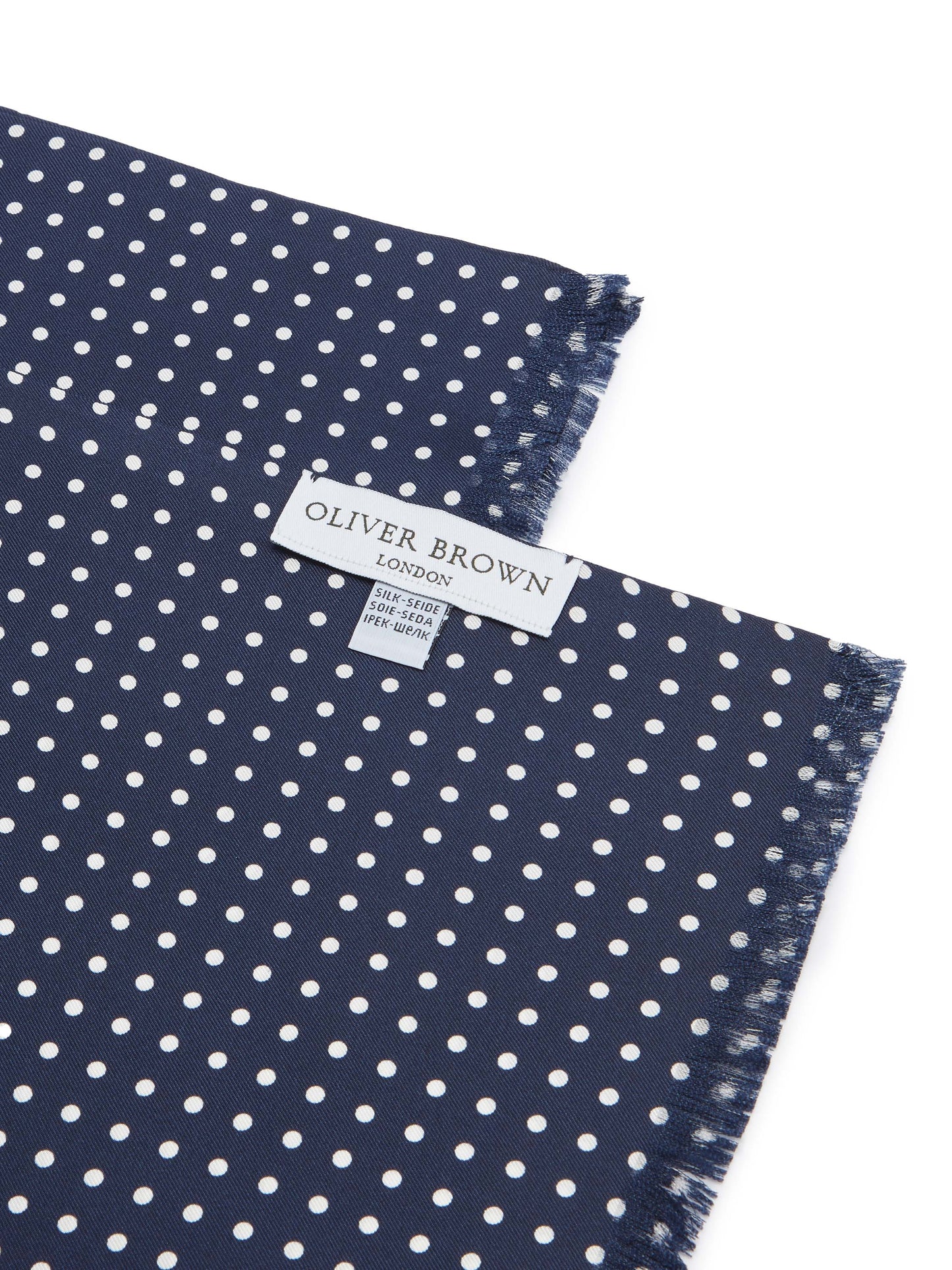 Italian Silk Tube Scarf, Polka Dot- Navy/White