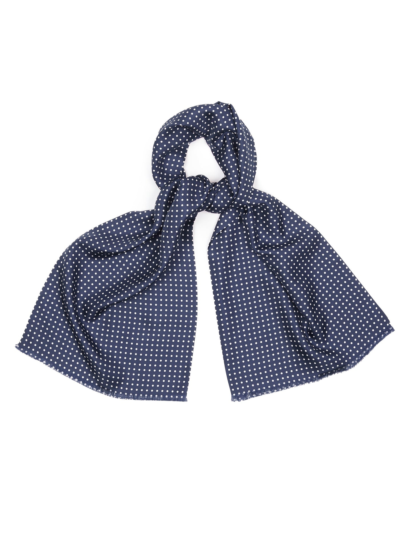 Italian Silk Tube Scarf, Polka Dot- Navy/White