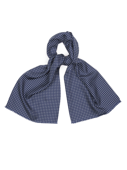 Italian Silk Tube Scarf, Polka Dot- Navy/White