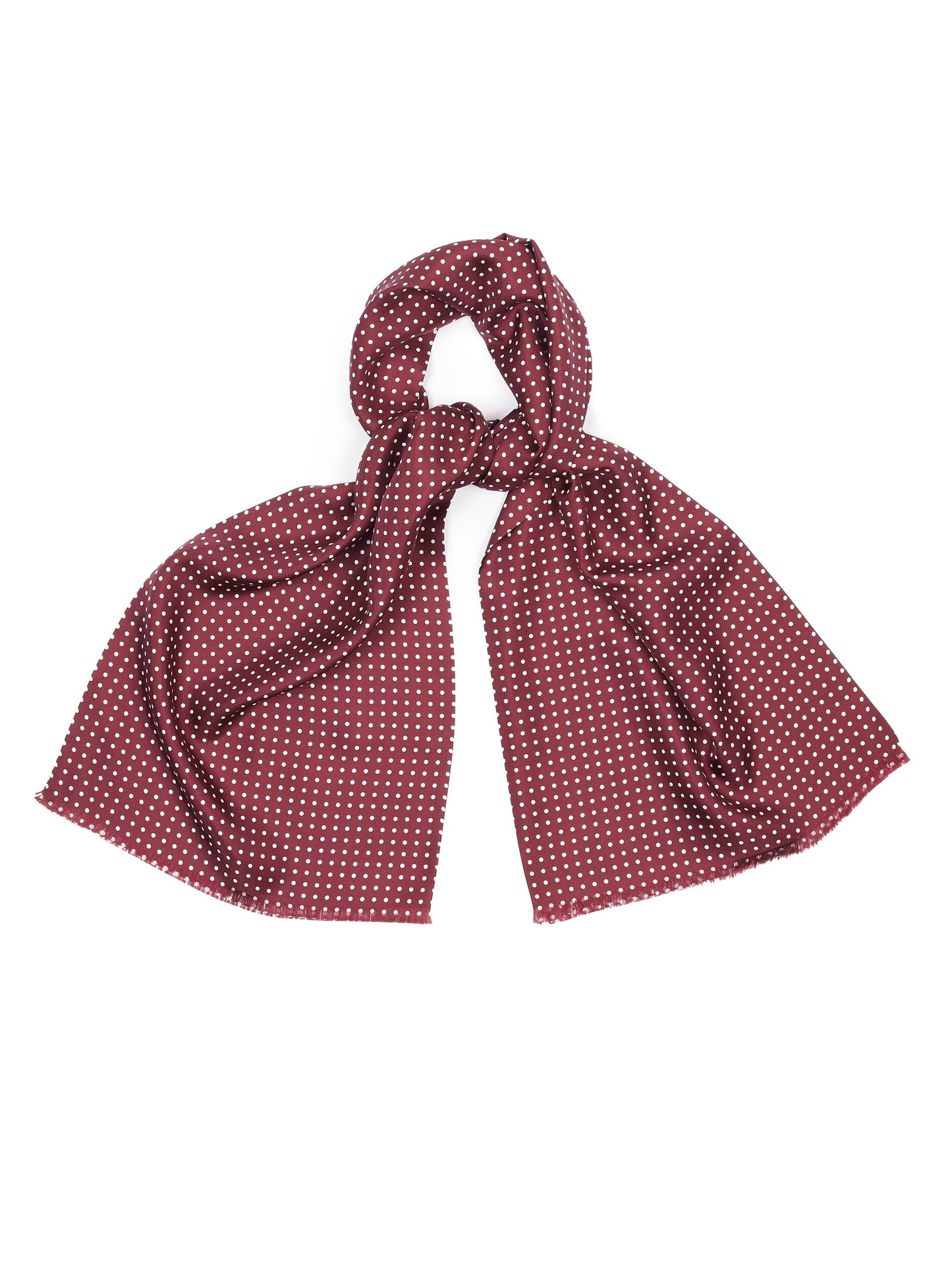 Italian Silk Tube Scarf, Polka Dot - Wine/White