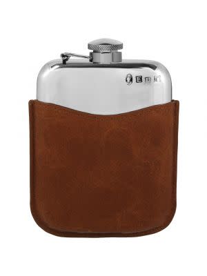 6oz Hip Flask With Pouch - Brown