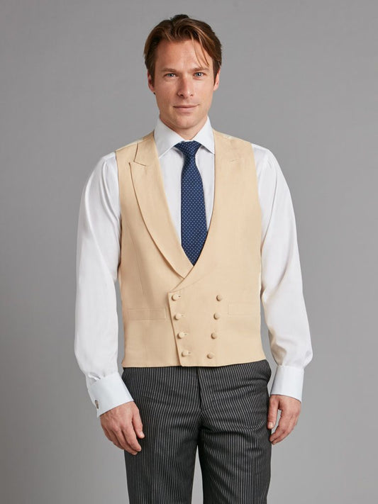 Double Breasted Linen Waistcoat - Beige