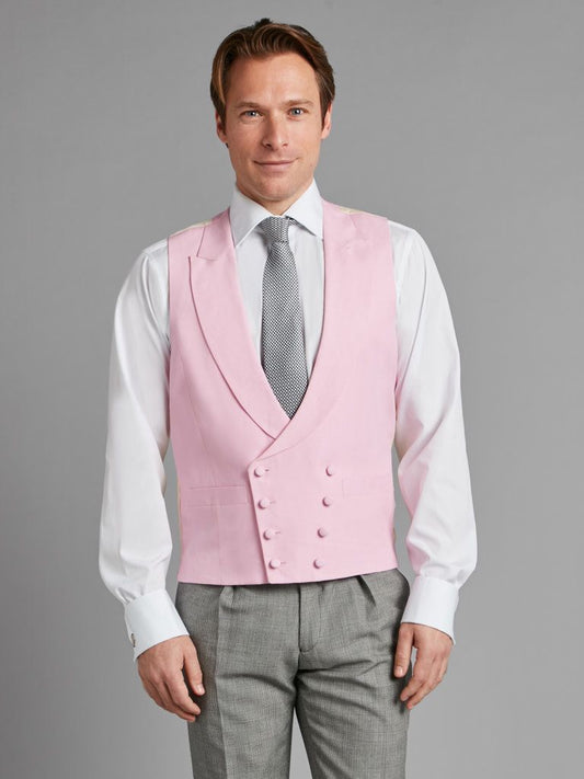 Double Breasted Linen Vest - Pink