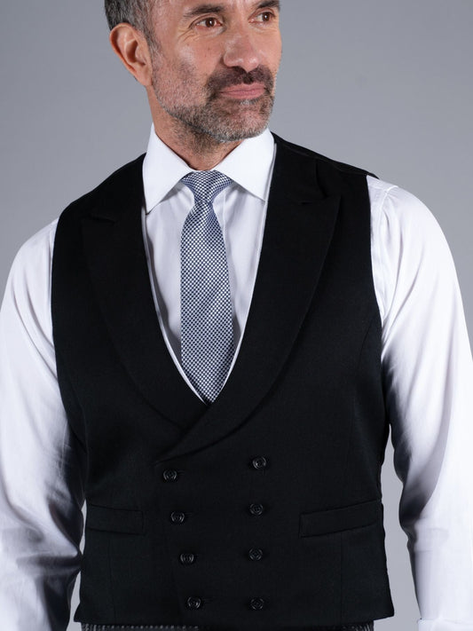 Double Breasted Morning Waistcoat - Black