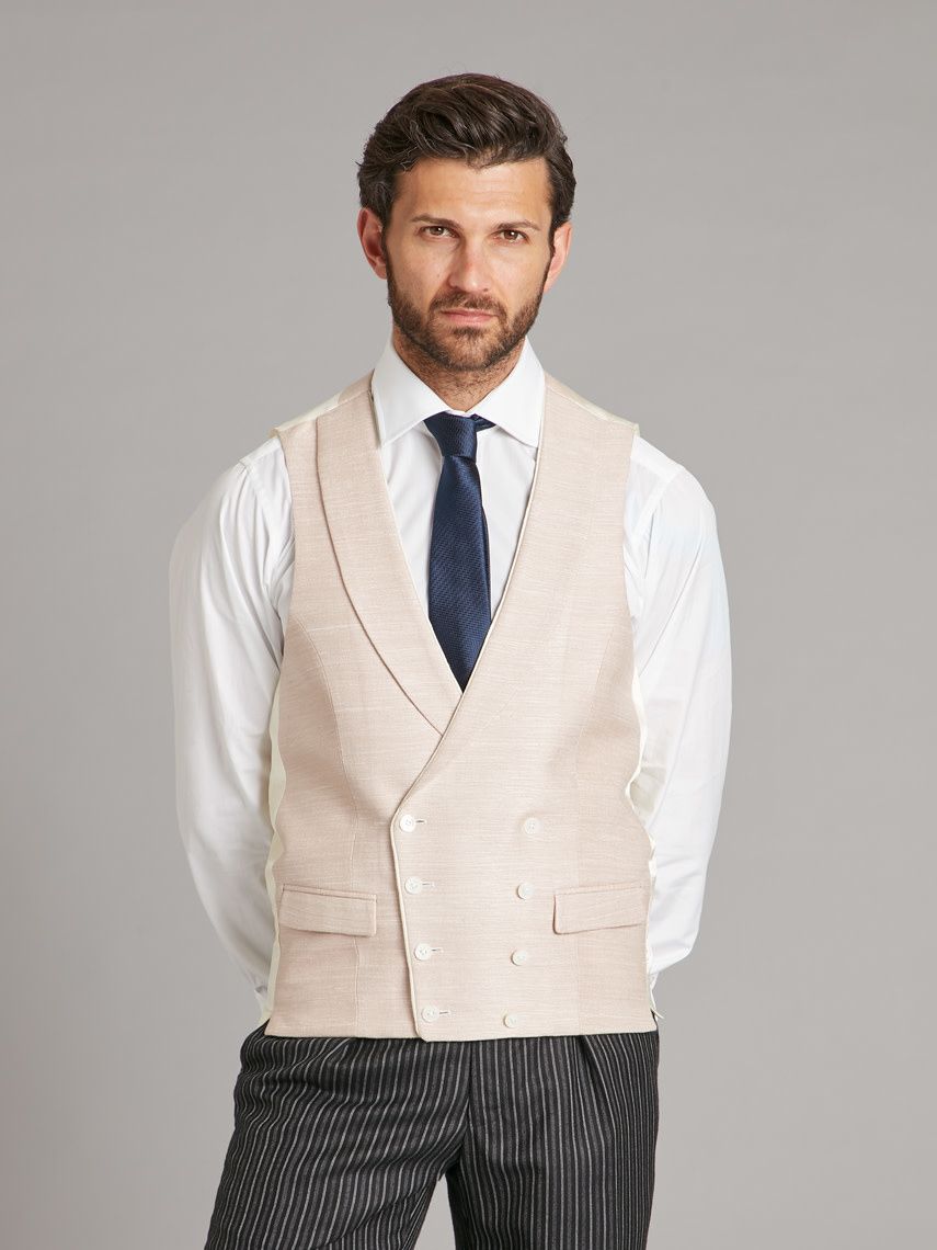 Double Breasted Waistcoat Woven Silk - Rose Smoke