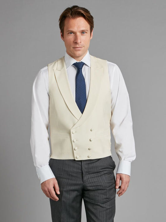 Double Breasted Wool Waistcoat - Cream