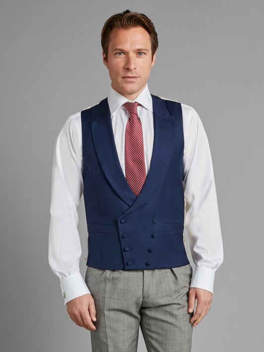 Double Breasted Wool Vest - Navy