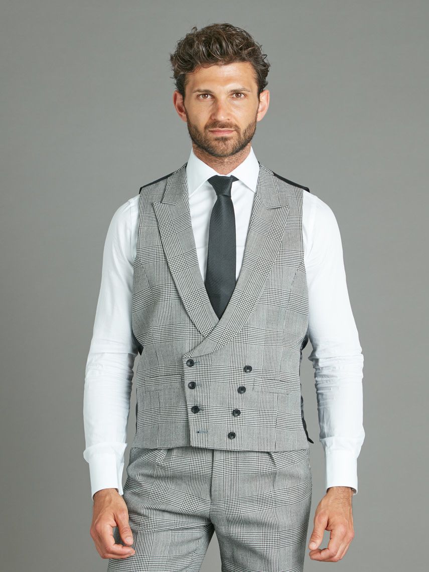 Double Breasted Wool Vest - Prince of Wales