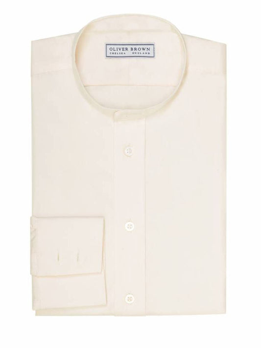 Mandarin Collar Silk Shirt - Cream