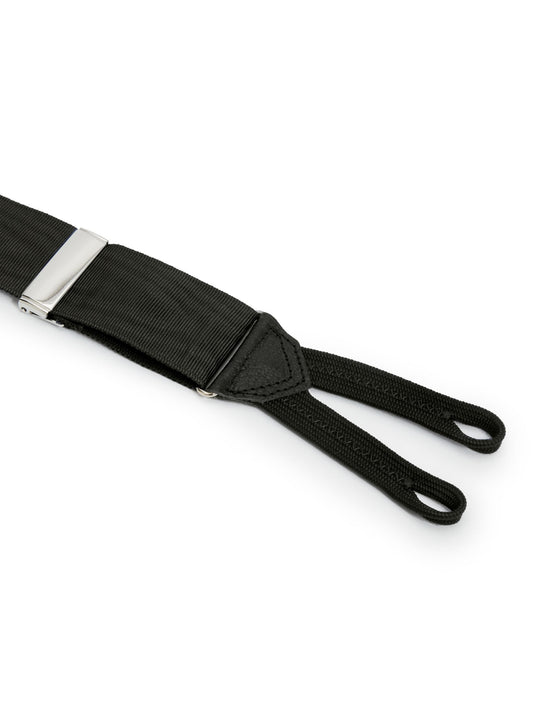 Moire Silk Suspenders - Black