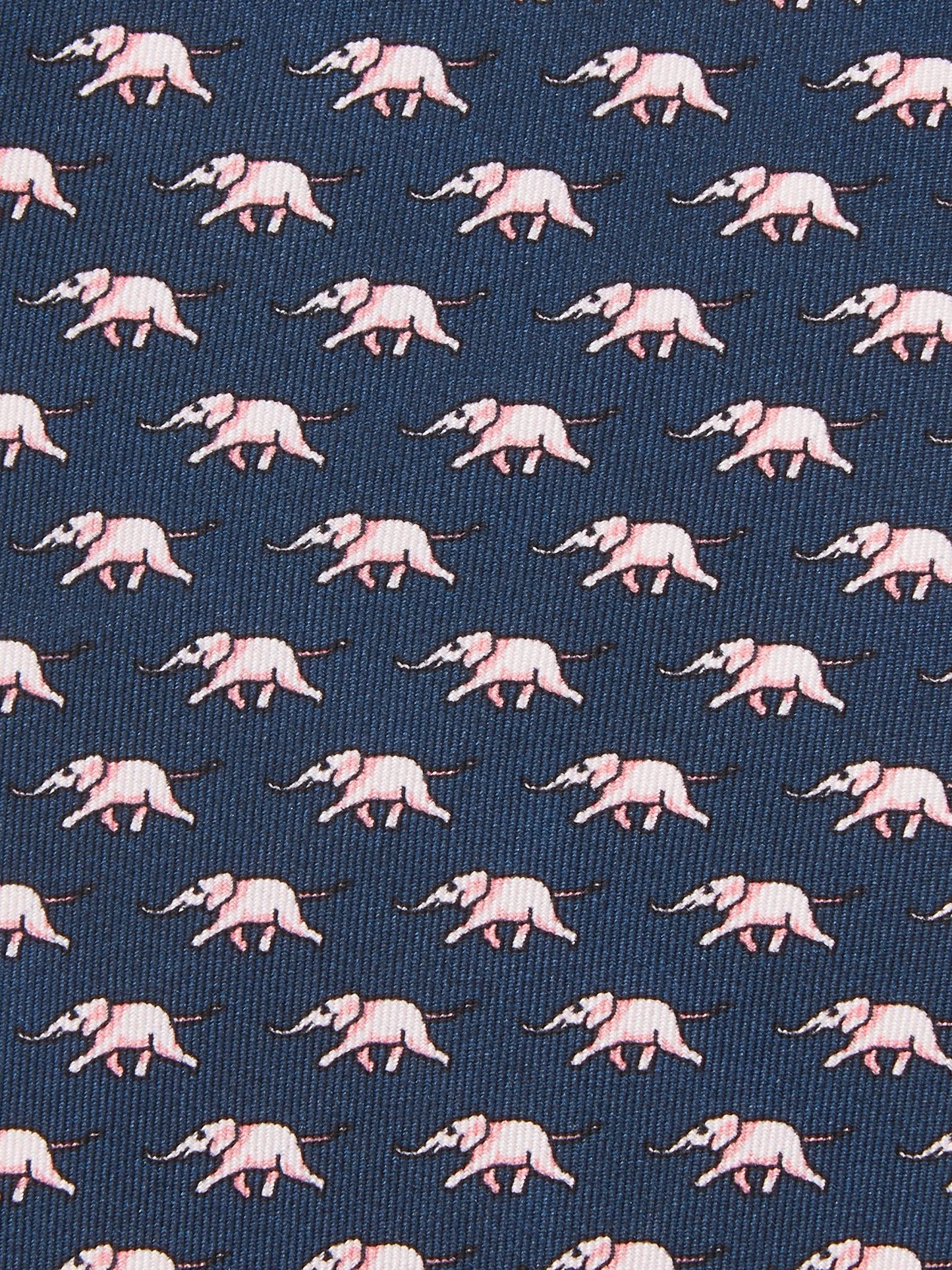 Pure Silk Elephant Tie - Navy/Pink