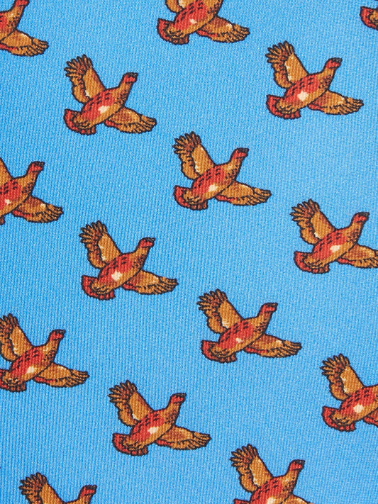 Pure Silk Flying Grouse Tie - Blue