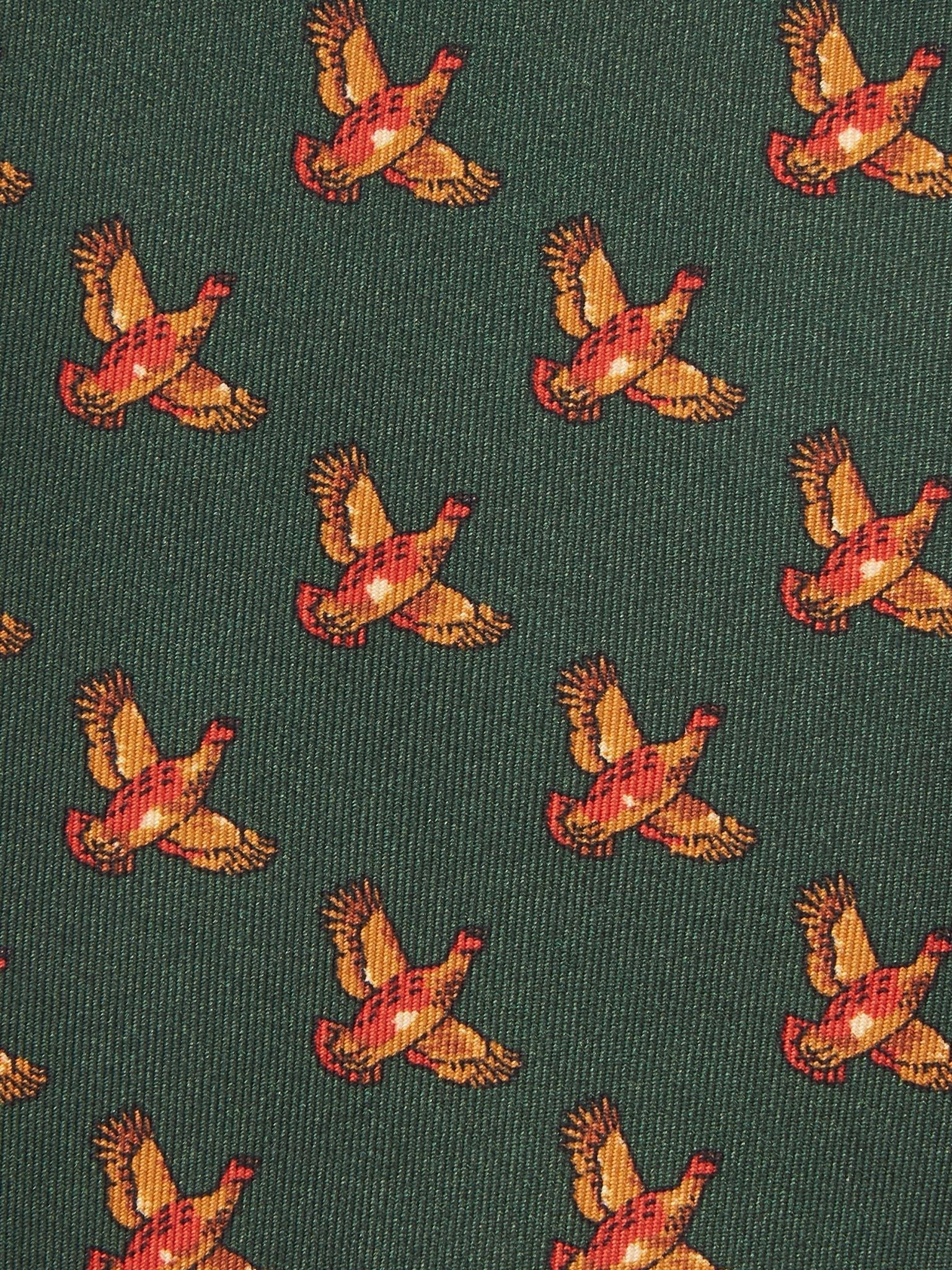 Pure Silk Flying Grouse Tie - Green