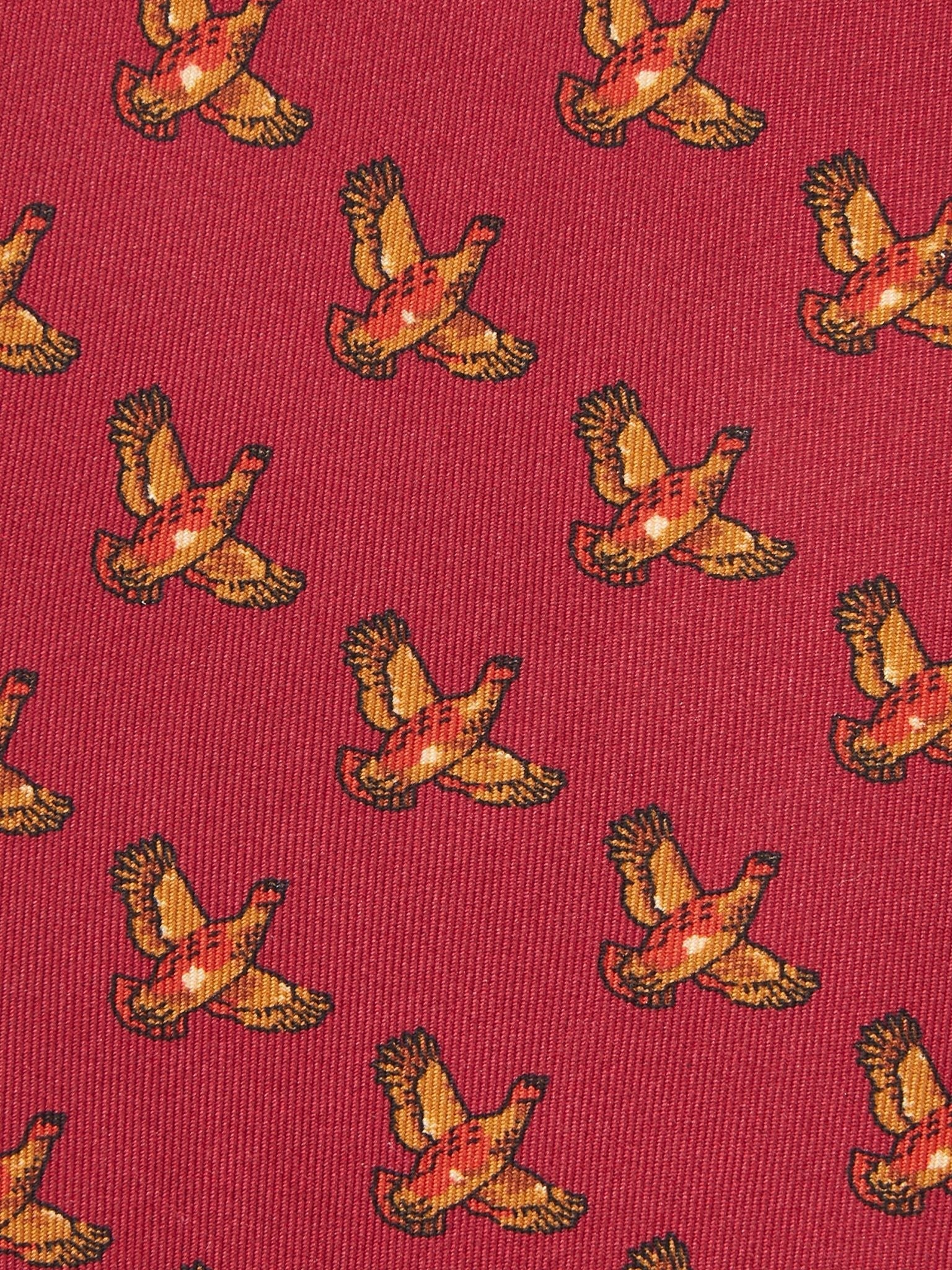 Pure Silk Flying Grouse Tie - Red