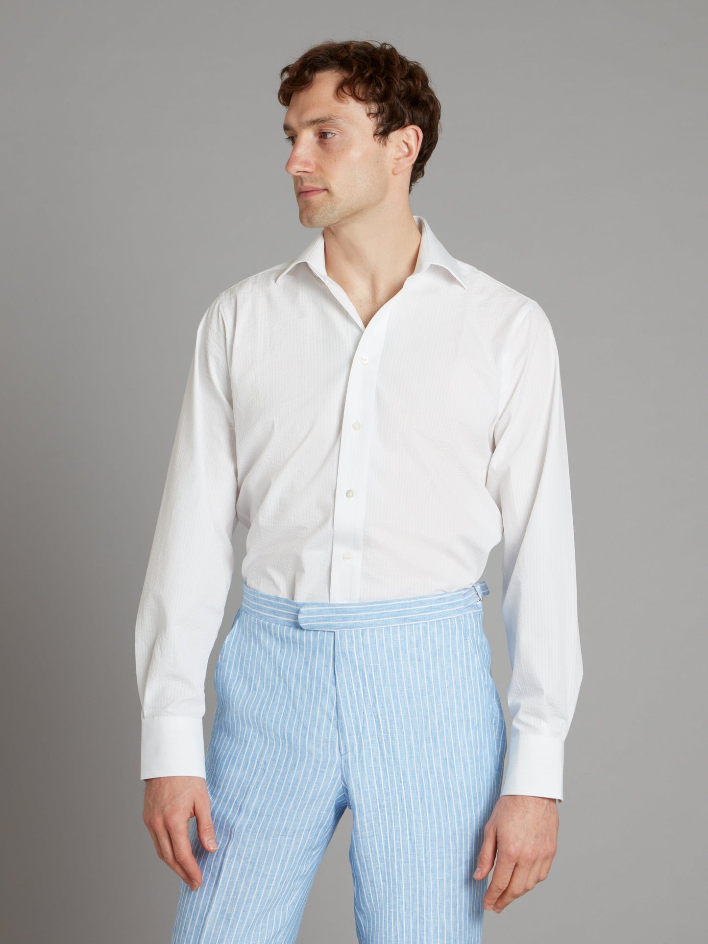 Regular Fit shirt - Seersucker White