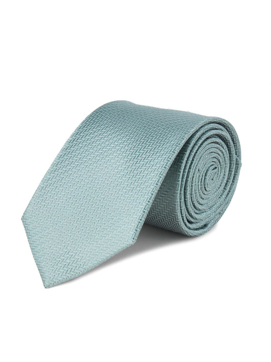 Woven Silk Tie, Herringbone - Duck Egg Green