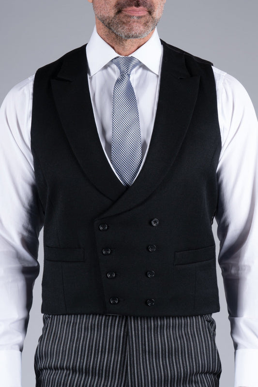 Double Breasted Morning Waistcoat - Black