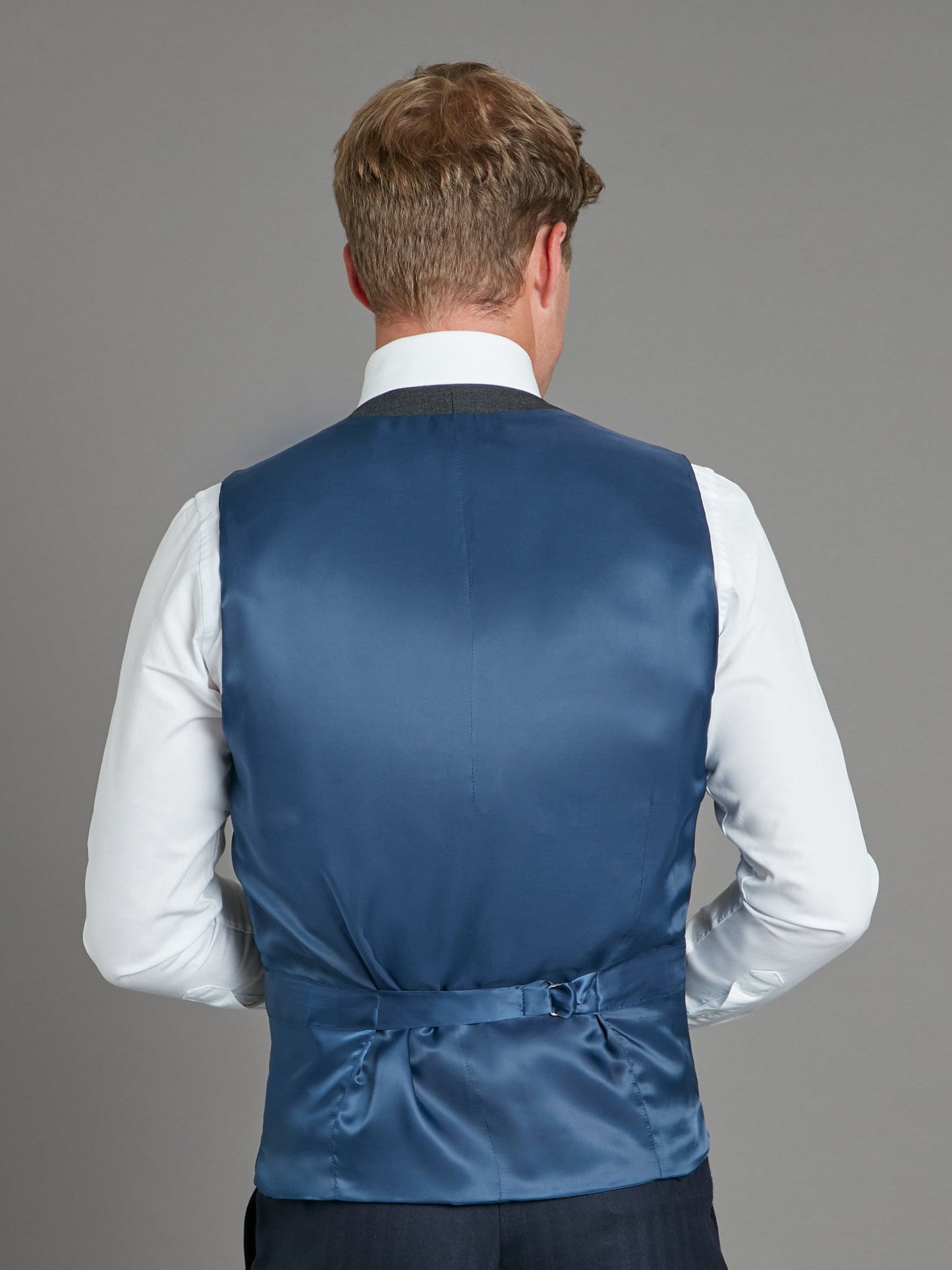 Double Breasted Vest - Plain Grey Wool