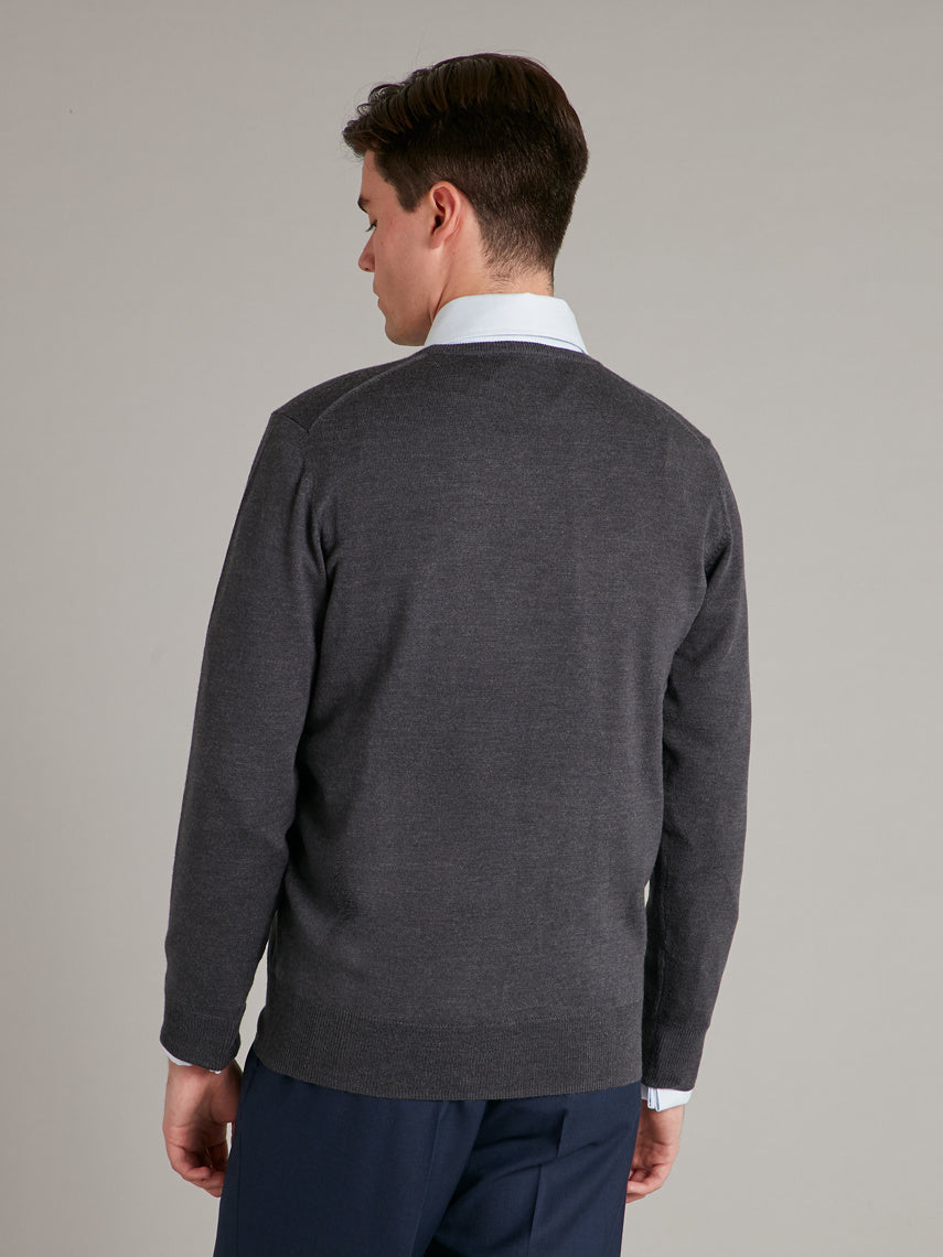 Merino Crew Neck Sweater - Charcoal