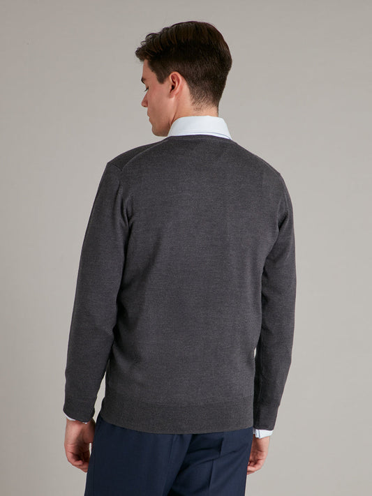 Merino Crew Neck Jumper - Charcoal