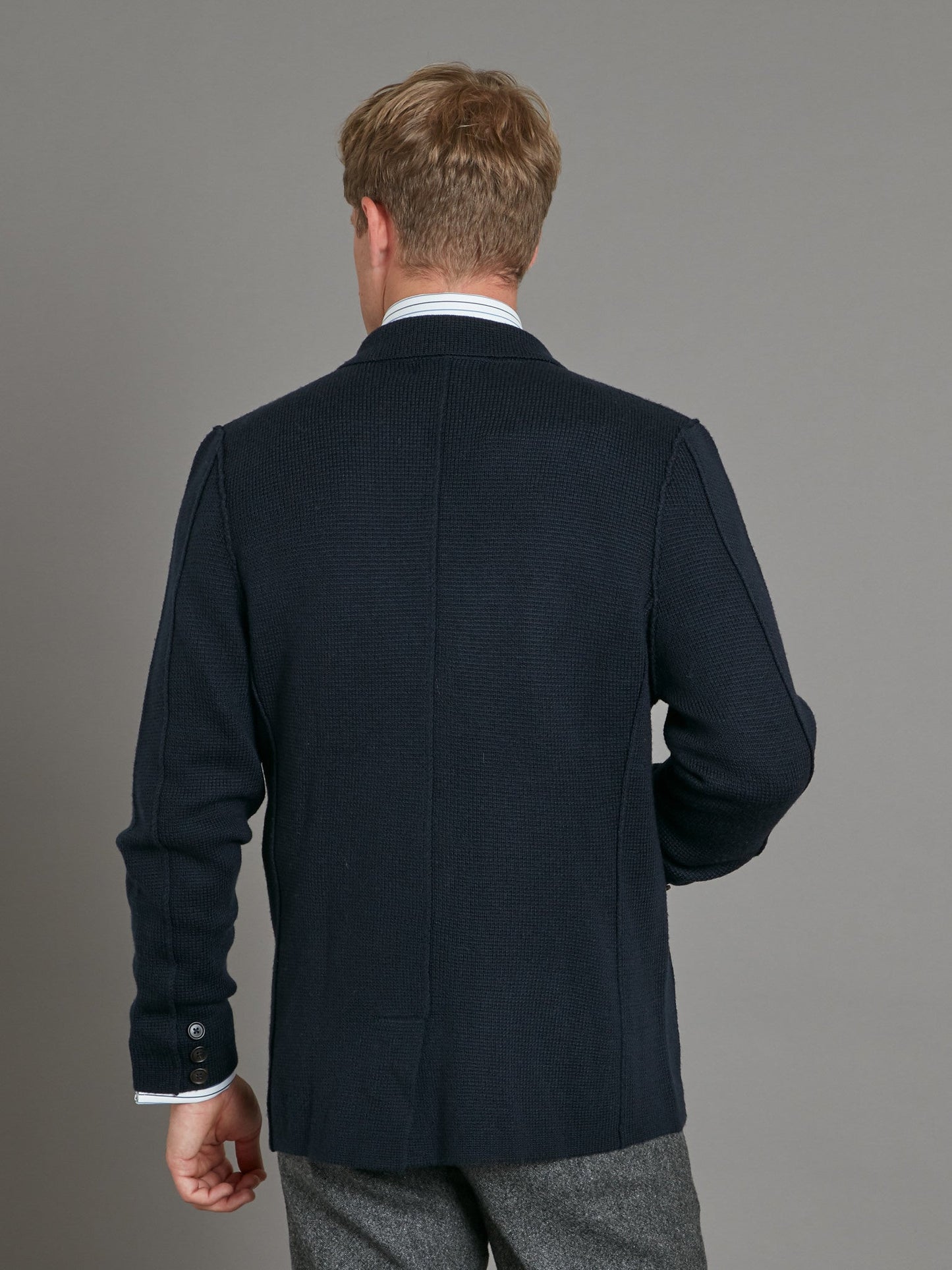 Fine Merino Wool Cardigan - Dark Navy