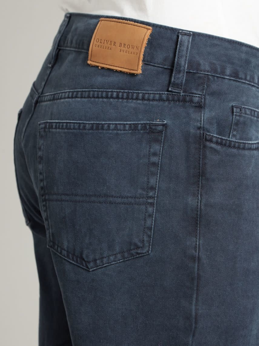 Brushed Cotton Jeans - Navy