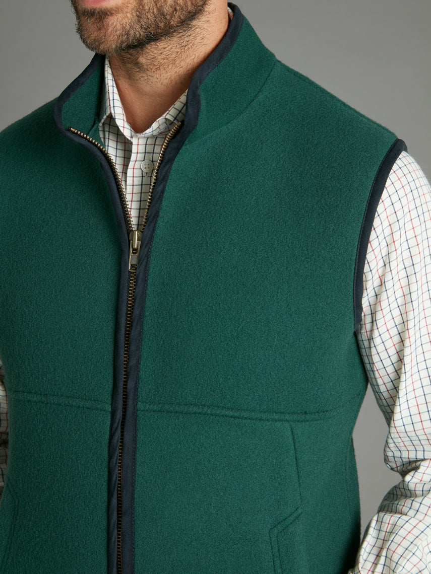 Wool Fleece Vest - Forest Green